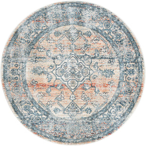 Multicolor 3' 11 x 3' 11 Newport Round Area Rug 100% Polypropylene Traditional Distressed Classic Contemporary Carpet for Home Decor for Sale at Rug Engine