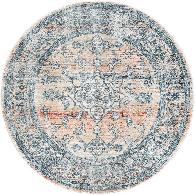 Multicolor 3' 11 x 3' 11 Newport Round Area Rug 100% Polypropylene Traditional Distressed Classic Contemporary Carpet for Home Decor for Sale at Rug Engine