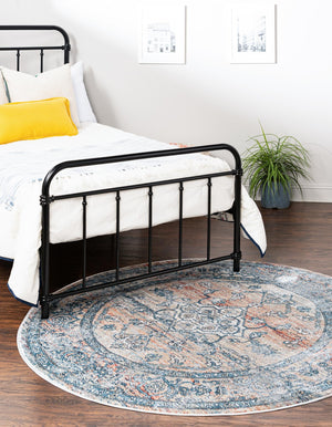 Multicolor 7' x 7' Newport Round Area Rug 100% Polypropylene Traditional Distressed Classic Contemporary Carpet for Home Decor for Sale at Rug Engine