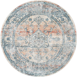 Multicolor 5' 3 x 5' 3 Newport Round Area Rug 100% Polypropylene Traditional Distressed Classic Contemporary Carpet for Home Decor for Sale at Rug Engine
