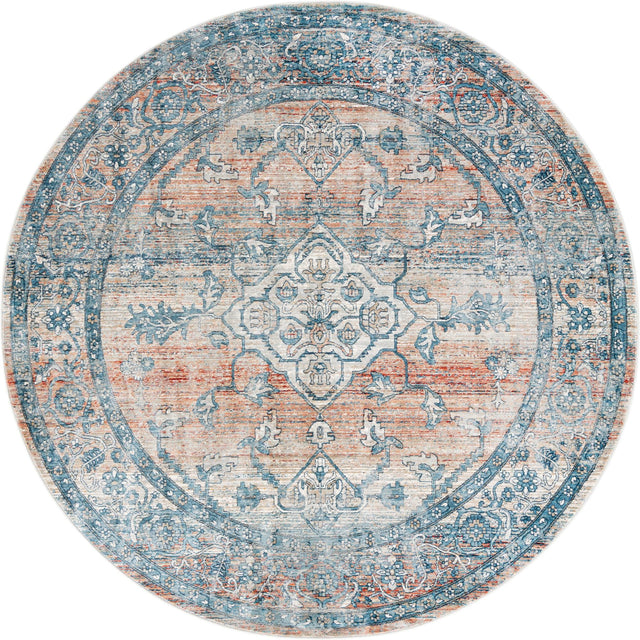 Multicolor 7' x 7' Newport Round Area Rug 100% Polypropylene Traditional Distressed Classic Contemporary Carpet for Home Decor for Sale at Rug Engine