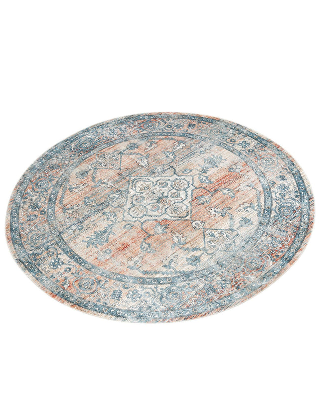 Multicolor 7' x 7' Newport Round Area Rug 100% Polypropylene Traditional Distressed Classic Contemporary Carpet for Home Decor for Sale at Rug Engine