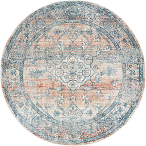 Multicolor 7' x 7' Newport Round Area Rug 100% Polypropylene Traditional Distressed Classic Contemporary Carpet for Home Decor for Sale at Rug Engine