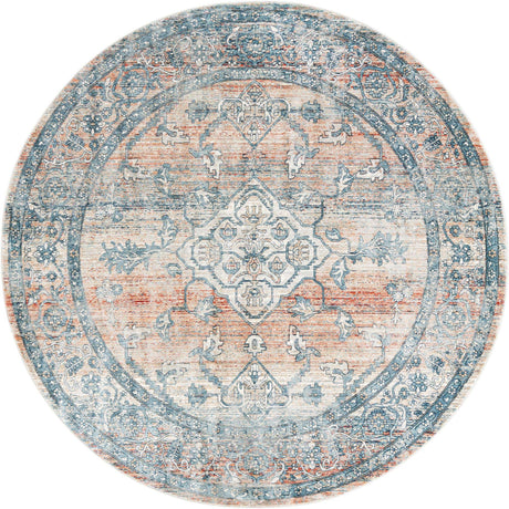 Multicolor 7' x 7' Newport Round Area Rug 100% Polypropylene Traditional Distressed Classic Contemporary Carpet for Home Decor for Sale at Rug Engine