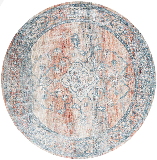 Multicolor 10' 2 x 10' 2 Newport Round Area Rug 100% Polypropylene Traditional Distressed Classic Contemporary Carpet for Home Decor for Sale at Rug Engine