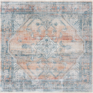 Multicolor 8' x 8' Newport Square Area Rug 100% Polypropylene Traditional Distressed Classic Contemporary Carpet for Home Decor for Sale at Rug Engine