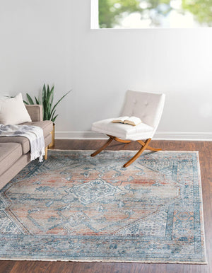 Multicolor 10' 2 x 10' 2 Newport Square Area Rug 100% Polypropylene Traditional Distressed Classic Contemporary Carpet for Home Decor for Sale at Rug Engine