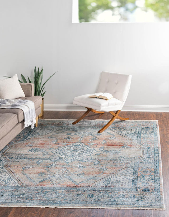 Multicolor 10' 2 x 10' 2 Newport Square Area Rug 100% Polypropylene Traditional Distressed Classic Contemporary Carpet for Home Decor for Sale at Rug Engine