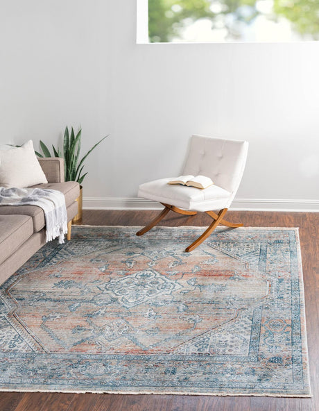 Multicolor 8' x 8' Newport Square Area Rug 100% Polypropylene Traditional Distressed Classic Contemporary Carpet for Home Decor for Sale at Rug Engine