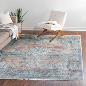 Multicolor 10' 2 x 10' 2 Newport Square Area Rug 100% Polypropylene Traditional Distressed Classic Contemporary Carpet for Home Decor for Sale at Rug Engine