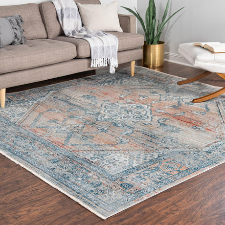 Multicolor 10' 2 x 10' 2 Newport Square Area Rug 100% Polypropylene Traditional Distressed Classic Contemporary Carpet for Home Decor for Sale at Rug Engine