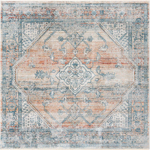 Multicolor 8' x 8' Newport Square Area Rug 100% Polypropylene Traditional Distressed Classic Contemporary Carpet for Home Decor for Sale at Rug Engine