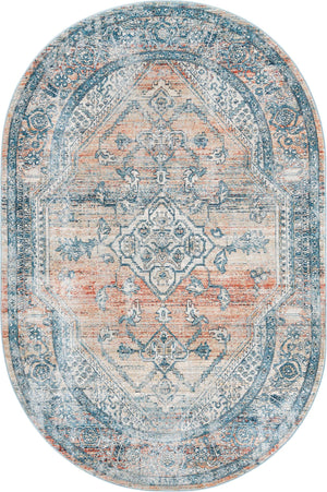 Multicolor 5' 3 x 8' Newport Oval Area Rug 100% Polypropylene Traditional Distressed Classic Contemporary Carpet for Home Decor for Sale at Rug Engine