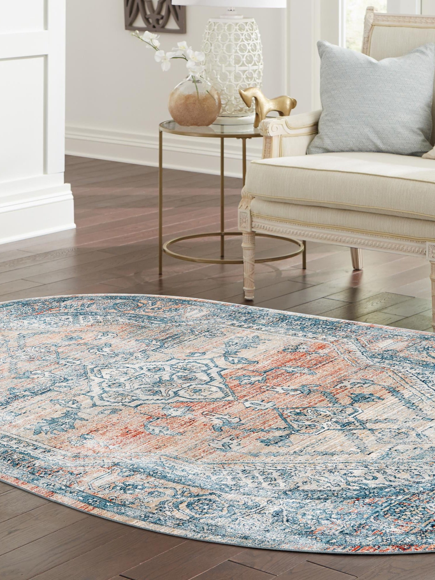 Multicolor 4' x 5' 11 Newport Oval Area Rug 100% Polypropylene Traditional Distressed Classic Contemporary Carpet for Home Decor for Sale at Rug Engine
