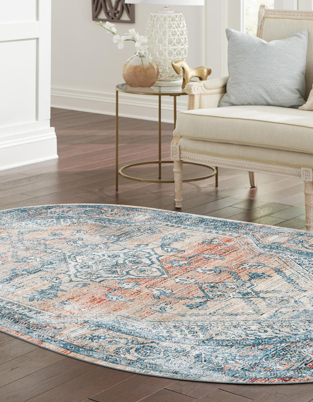 Multicolor 4' x 5' 11 Newport Oval Area Rug 100% Polypropylene Traditional Distressed Classic Contemporary Carpet for Home Decor for Sale at Rug Engine