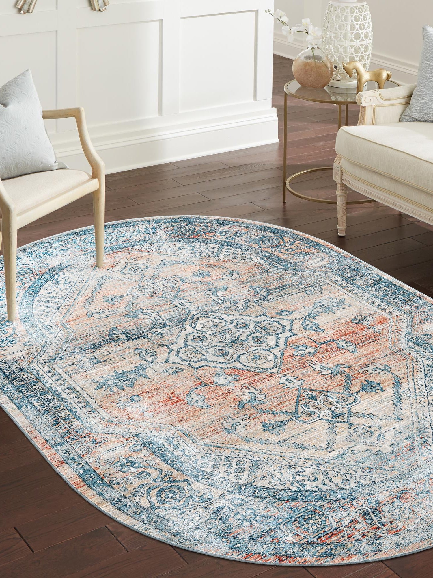 Multicolor 4' x 5' 11 Newport Oval Area Rug 100% Polypropylene Traditional Distressed Classic Contemporary Carpet for Home Decor for Sale at Rug Engine