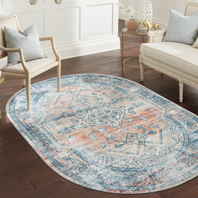 Multicolor 4' x 5' 11 Newport Oval Area Rug 100% Polypropylene Traditional Distressed Classic Contemporary Carpet for Home Decor for Sale at Rug Engine