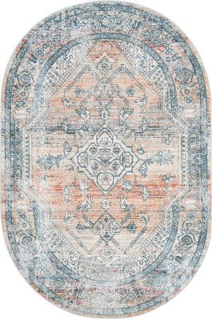 Multicolor 5' 3 x 8' Newport Oval Area Rug 100% Polypropylene Traditional Distressed Classic Contemporary Carpet for Home Decor for Sale at Rug Engine