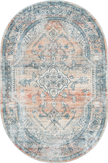 Multicolor 5' 3 x 8' Newport Oval Area Rug 100% Polypropylene Traditional Distressed Classic Contemporary Carpet for Home Decor for Sale at Rug Engine