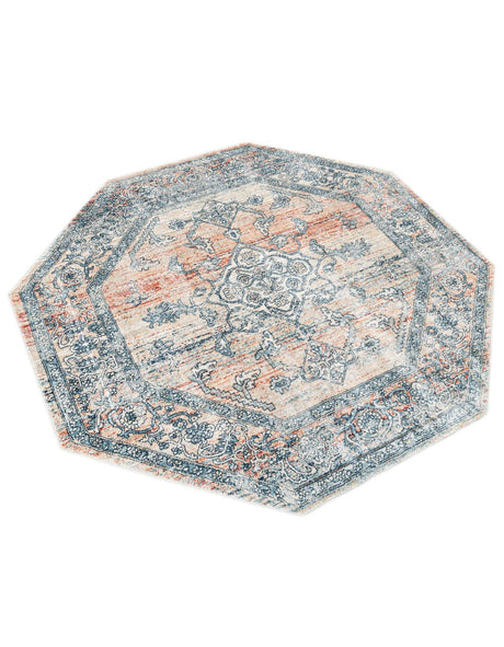 Multicolor 4' x 4' Newport Octagon Area Rug 100% Polypropylene Traditional Distressed Classic Contemporary Carpet for Home Decor for Sale at Rug Engine