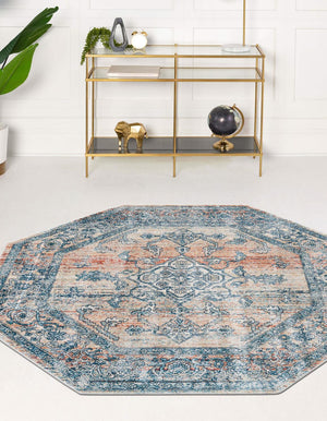 Multicolor 4' x 4' Newport Octagon Area Rug 100% Polypropylene Traditional Distressed Classic Contemporary Carpet for Home Decor for Sale at Rug Engine
