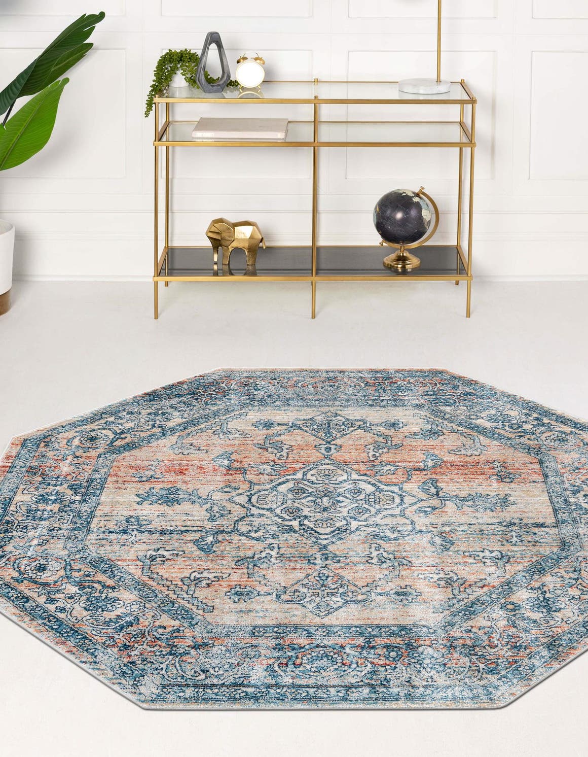 Multicolor 7' x 7' Newport Octagon Area Rug 100% Polypropylene Traditional Distressed Classic Contemporary Carpet for Home Decor for Sale at Rug Engine