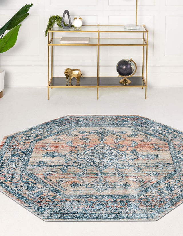 Multicolor 7' x 7' Newport Octagon Area Rug 100% Polypropylene Traditional Distressed Classic Contemporary Carpet for Home Decor for Sale at Rug Engine