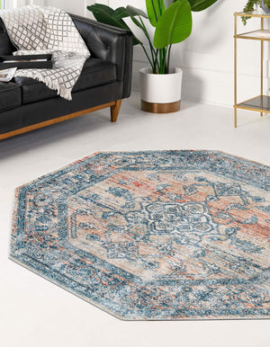 Multicolor 7' x 7' Newport Octagon Area Rug 100% Polypropylene Traditional Distressed Classic Contemporary Carpet for Home Decor for Sale at Rug Engine