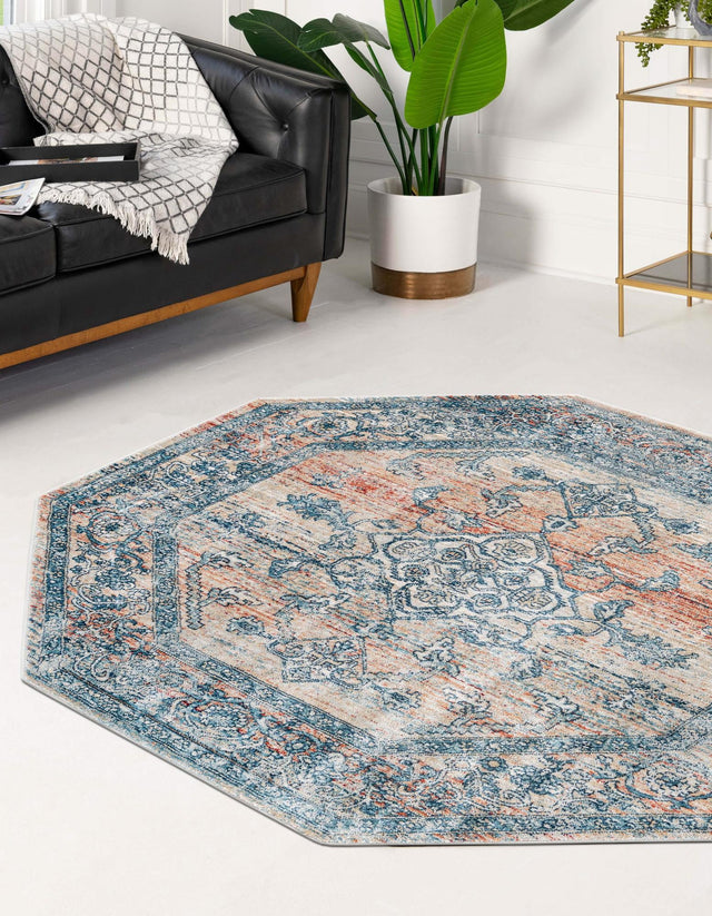 Multicolor 7' x 7' Newport Octagon Area Rug 100% Polypropylene Traditional Distressed Classic Contemporary Carpet for Home Decor for Sale at Rug Engine