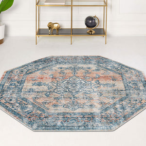 Multicolor 7' x 7' Newport Octagon Area Rug 100% Polypropylene Traditional Distressed Classic Contemporary Carpet for Home Decor for Sale at Rug Engine
