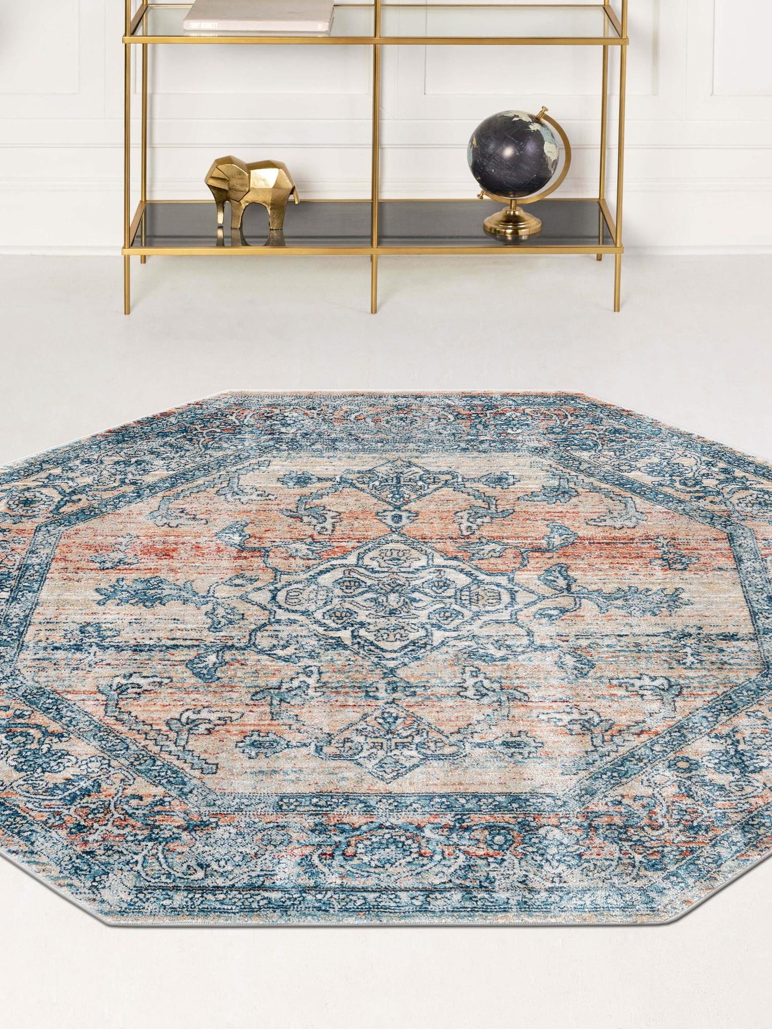 Multicolor 4' x 4' Newport Octagon Area Rug 100% Polypropylene Traditional Distressed Classic Contemporary Carpet for Home Decor for Sale at Rug Engine