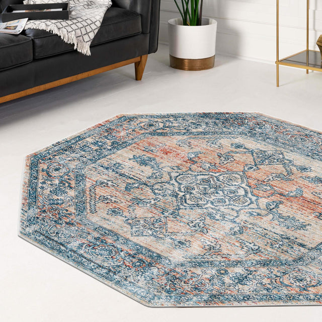 Multicolor 7' x 7' Newport Octagon Area Rug 100% Polypropylene Traditional Distressed Classic Contemporary Carpet for Home Decor for Sale at Rug Engine