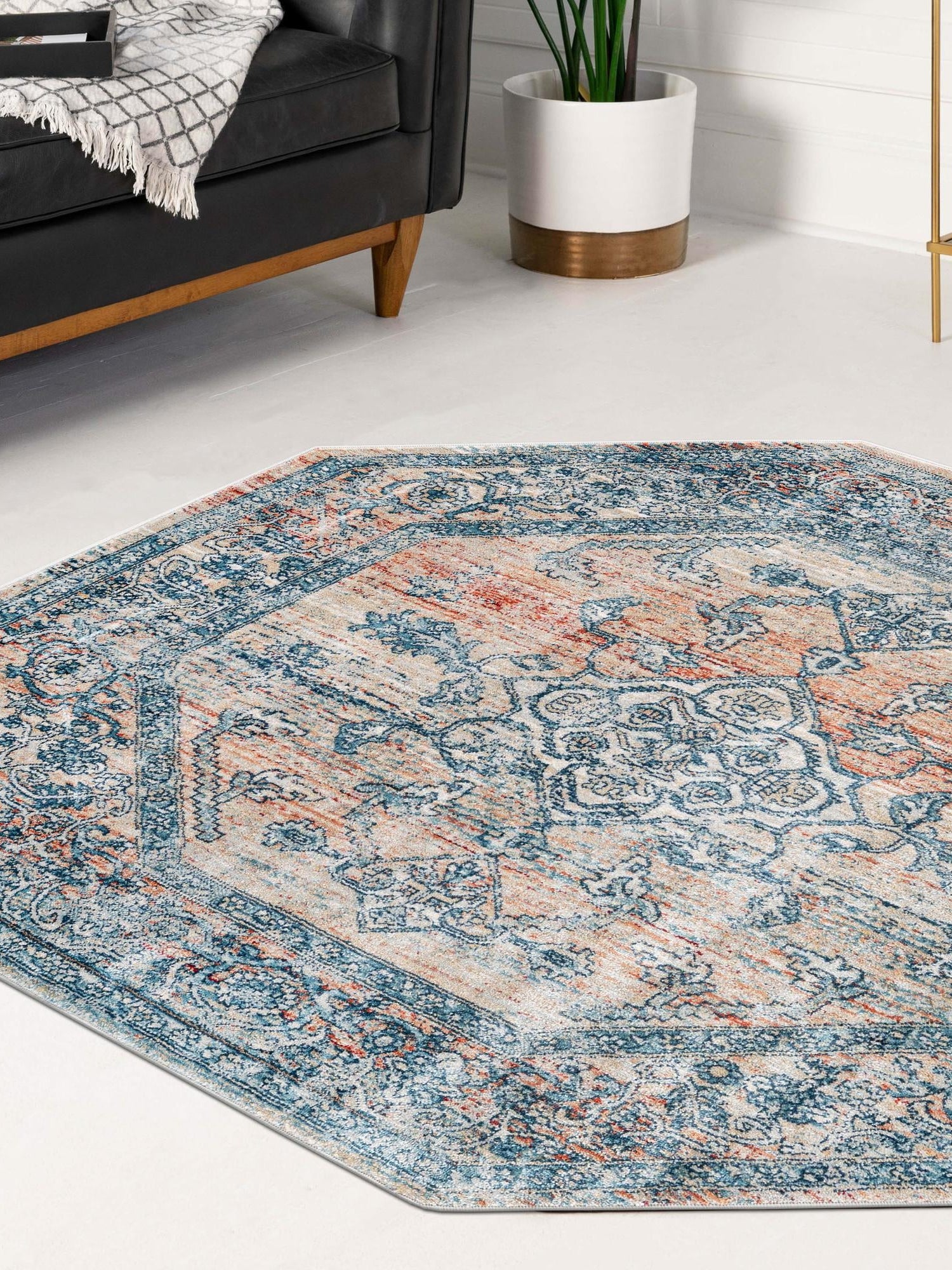 Multicolor 4' x 4' Newport Octagon Area Rug 100% Polypropylene Traditional Distressed Classic Contemporary Carpet for Home Decor for Sale at Rug Engine