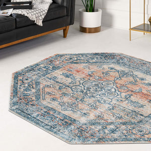 Multicolor 4' x 4' Newport Octagon Area Rug 100% Polypropylene Traditional Distressed Classic Contemporary Carpet for Home Decor for Sale at Rug Engine