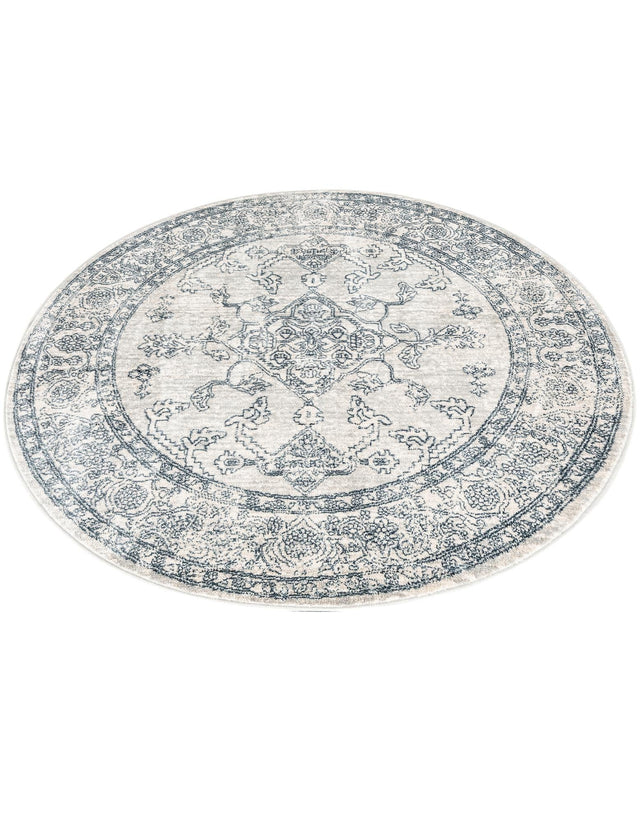 Gray 3' 11 x 3' 11 Newport Round Area Rug 100% Polypropylene Traditional Distressed Classic Contemporary Carpet for Home Decor for Sale at Rug Engine