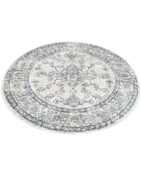 Gray 3' 11 x 3' 11 Newport Round Area Rug 100% Polypropylene Traditional Distressed Classic Contemporary Carpet for Home Decor for Sale at Rug Engine