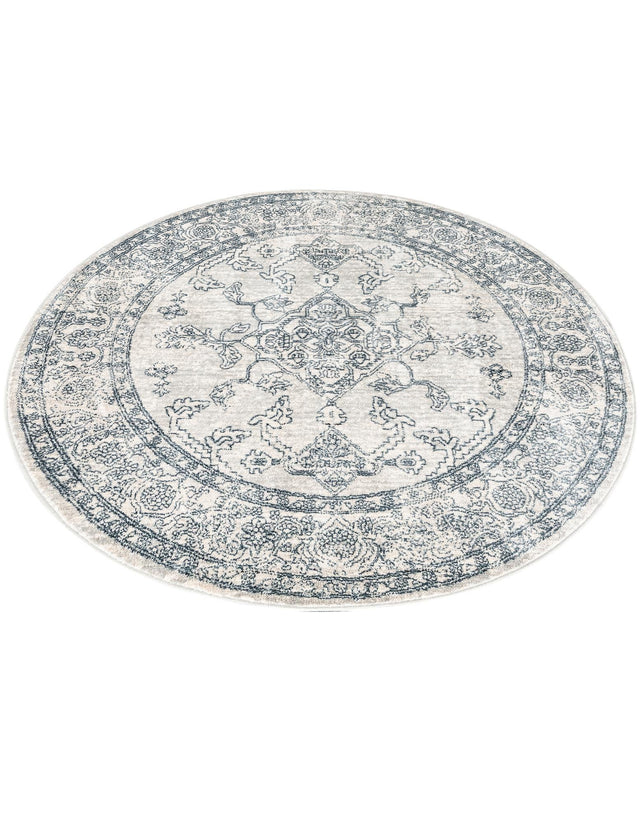 Gray 3' 11 x 3' 11 Newport Round Area Rug 100% Polypropylene Traditional Distressed Classic Contemporary Carpet for Home Decor for Sale at Rug Engine
