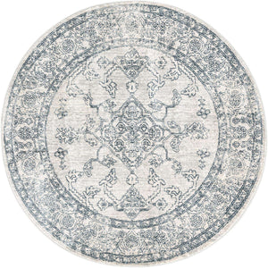 Gray 3' 11 x 3' 11 Newport Round Area Rug 100% Polypropylene Traditional Distressed Classic Contemporary Carpet for Home Decor for Sale at Rug Engine