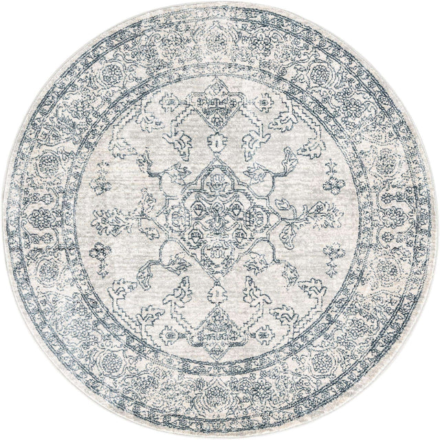 Gray 3' 11 x 3' 11 Newport Round Area Rug 100% Polypropylene Traditional Distressed Classic Contemporary Carpet for Home Decor for Sale at Rug Engine
