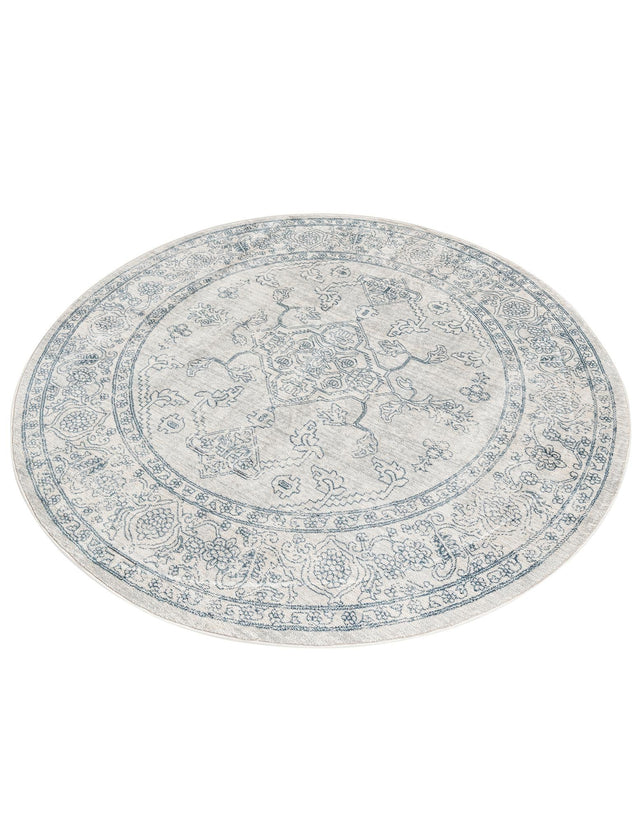 Gray 5' 3 x 5' 3 Newport Round Area Rug 100% Polypropylene Traditional Distressed Classic Contemporary Carpet for Home Decor for Sale at Rug Engine