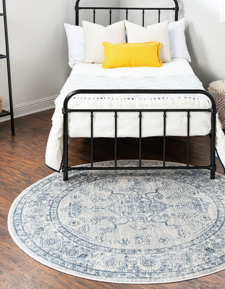 Gray 10' 2 x 10' 2 Newport Round Area Rug 100% Polypropylene Traditional Distressed Classic Contemporary Carpet for Home Decor for Sale at Rug Engine