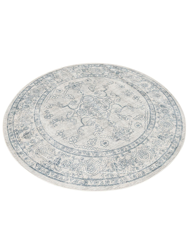 Gray 5' 3 x 5' 3 Newport Round Area Rug 100% Polypropylene Traditional Distressed Classic Contemporary Carpet for Home Decor for Sale at Rug Engine