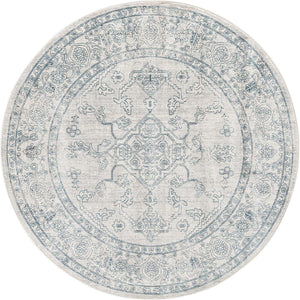 Gray 5' 3 x 5' 3 Newport Round Area Rug 100% Polypropylene Traditional Distressed Classic Contemporary Carpet for Home Decor for Sale at Rug Engine