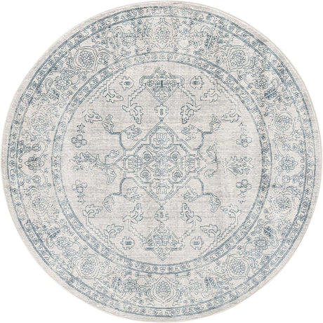 Gray 5' 3 x 5' 3 Newport Round Area Rug 100% Polypropylene Traditional Distressed Classic Contemporary Carpet for Home Decor for Sale at Rug Engine