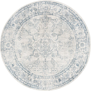 Gray 7' x 7' Newport Round Area Rug 100% Polypropylene Traditional Distressed Classic Contemporary Carpet for Home Decor for Sale at Rug Engine