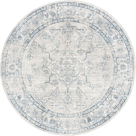 Gray 7' x 7' Newport Round Area Rug 100% Polypropylene Traditional Distressed Classic Contemporary Carpet for Home Decor for Sale at Rug Engine