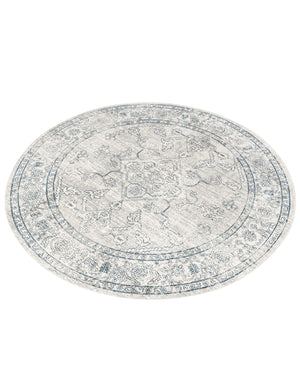 Gray 7' x 7' Newport Round Area Rug 100% Polypropylene Traditional Distressed Classic Contemporary Carpet for Home Decor for Sale at Rug Engine