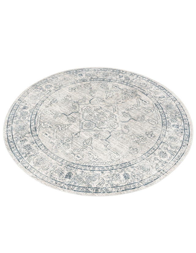 Gray 7' x 7' Newport Round Area Rug 100% Polypropylene Traditional Distressed Classic Contemporary Carpet for Home Decor for Sale at Rug Engine