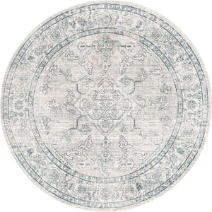 Gray 7' x 7' Newport Round Area Rug 100% Polypropylene Traditional Distressed Classic Contemporary Carpet for Home Decor for Sale at Rug Engine