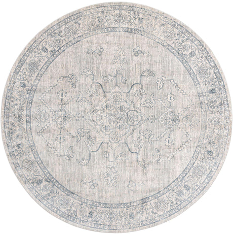 Gray 10' 2 x 10' 2 Newport Round Area Rug 100% Polypropylene Traditional Distressed Classic Contemporary Carpet for Home Decor for Sale at Rug Engine